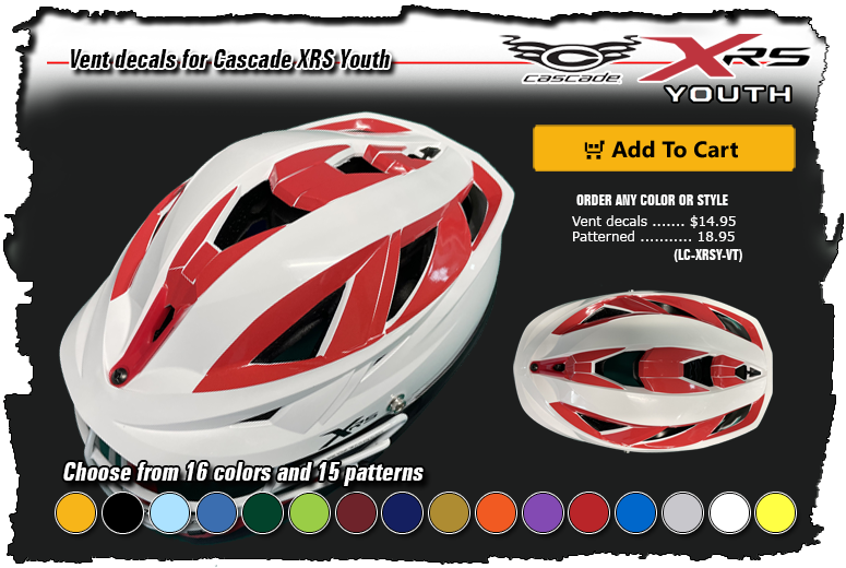 Lacrosse Vent Helmet Decals For Cascade Xrs Youth By